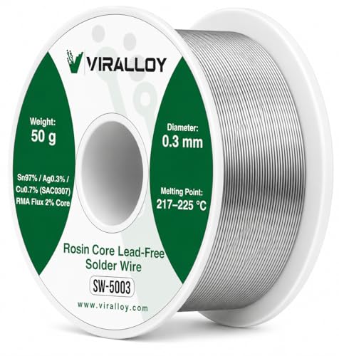 Image of 0.3mm Lead Free Solder Wire, Rosin Core Solder for Electronics, Sn97 /Ag0.3 /Cu0.7, 50g Fine Thin Solder Wire for PCB, Circuit Boards, Micro Soldering and Precision Repair | Precision PCB Repair