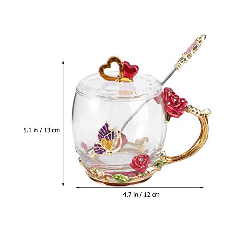 Amosfun copo de chá esmaltado copo de café copo copo de café feito à mão caneca de chá com flor rosa