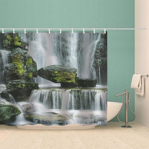 Rideau de douche anti-moisissure blanc en polyester lavable de salle de bain - 4
