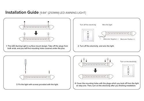 Dream Lighting 12V Waterproof Awning Lights/Rv Led Porch Lights/Exterior Led Lights For Trucks, Motor Home, Caravan, Camper Trailer And Boat, 9.84Inch, Cool White, Black Shell #TOP4