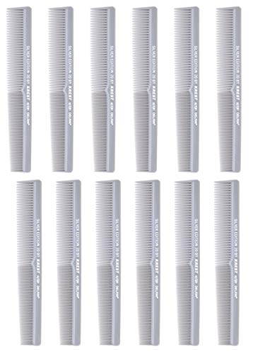7 In. Barber Comb. Thermal Combs. Silver Edition All Purpose Styler Hair Cutting Comb #20. 1 Dz.