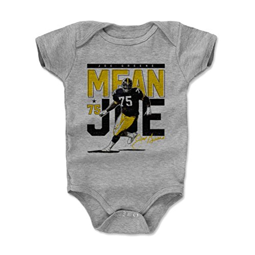 500 LEVEL Mean Joe Greene Baby Infant One Piece Bodysuit (6-12 Months, Heather Gray) - Joe Greene Pass Rush Pittsburgh