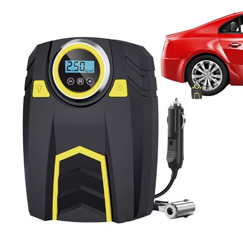 Jlobnyiun Compresor de Aire Portátil,Inflador De Neumáticos De Coche - Iluminación Multifunción 3 Niveles De Brillo Para Motocicletas Juguetes Deportes Y Hogar