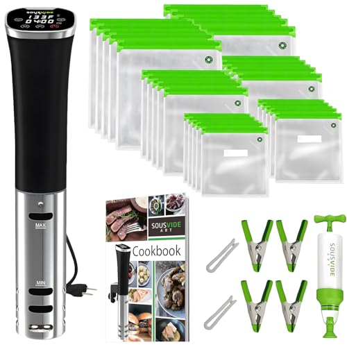 Sous Vide Cooker Kit All-in-ONE - Sous Vide Machine 800W, 120V with Accurate Temperature Digital Timer, 30 Sous Vide Bags.