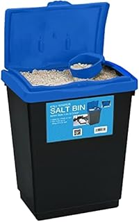 Rock Salt Storage Bin - Grit Spreading Store Plastic Container Box with Scoop for Rock Salt or White Salt for De-icing Paths and Driveways of Ice Snow Frost (47 LITRE)