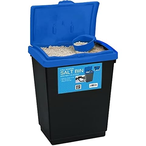Rock Salt Storage Bin - Grit Spreading Store Plastic Container Box Cover