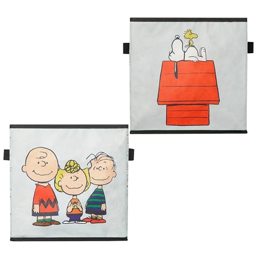 Image of Idea Nuova Storage Cubes for Kids,2 Pack Collapsible Fabric Bins with Handles, Organizer Boxes for Bedroom, Playroom & Nursery,Peanuts