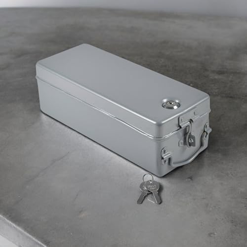 Image of Aluminium Bank Locker Box /Jewellery and Cash Storage Box with Lock - 12 inch Long (Silver Grey)