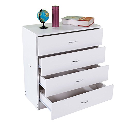 Henf 4 Drawer Chest Dresser Wooden Storage Dresser Cabinet For Closet, Suitable For Bedroom, Living Room And Hallway (White) #TOP2