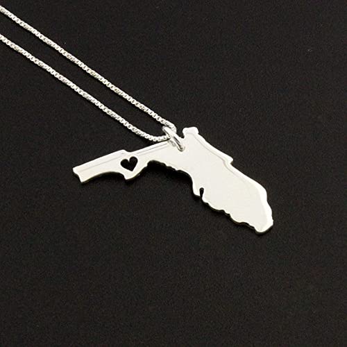 Florida Necklace Personalized Florida State Necklace Sterling Silver State Necklace With Heart Hometown Gift Love Florida #TOP1