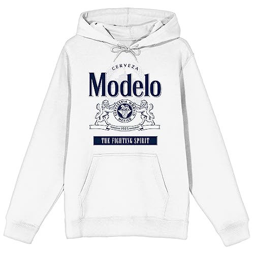 Bioworld Modelo The FIghting Spirit Long Sleeve White Adult Hooded Sweatshirt