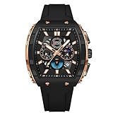GBB Herren-Armbanduhr, analog, Quarzuhr für Herren, Sport, wasserdicht, für Business, Arbeit, Freizeit, mit Gummiband, Roségold Schwarz