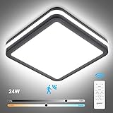 【DIMMBAR】Mit der Fernbedienung der Deckenlampe kann die Helligkeit von 10% bis 100%(10 Stufen) und die Farbtemperatur von 2700K bis 6500K (10 Stufen) eingestellt werden. Ändern Sie den Modus der Deckenleuchte SchlafzimmerLampe von Warmweiß zu Neutralweiß und Kaltweiß.