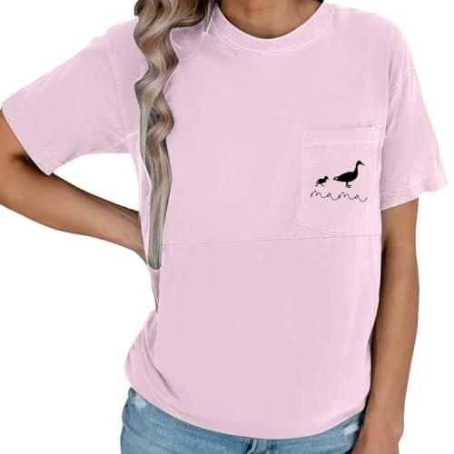 T-shirts d'allaitement confortables pour femme, haut d'allaitement avec fermeture éclair, vêtements de grossesse usés avec poche, Rose, L