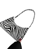 WDIRARA Women's Zebra Print Shoulder Bag Purse Small Zipper Handbag Black and White