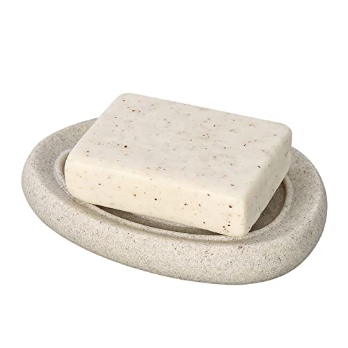 Soap Dish, Resin Bar Soap Holder Oval Soap Sponge Tray Soap Case Box Saver For Bathroom Shower Kitchen Sink- Beige #TOP1