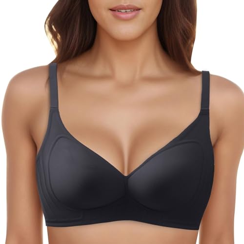 Soutien-gorge sans armature noir XL avec maintien colle gel et dos en U