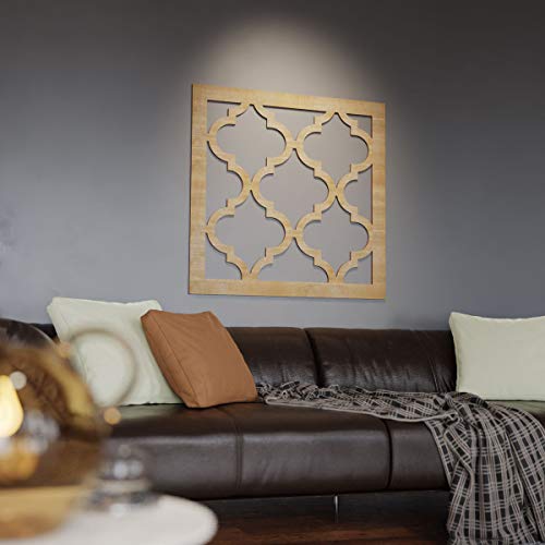 Image of Marrakesh Decorative Fretwork Wood Wall Panels, Medium, 15 3 /8 inch W x 15 3 /8 inch H x 1 /4 inch T, Hickory