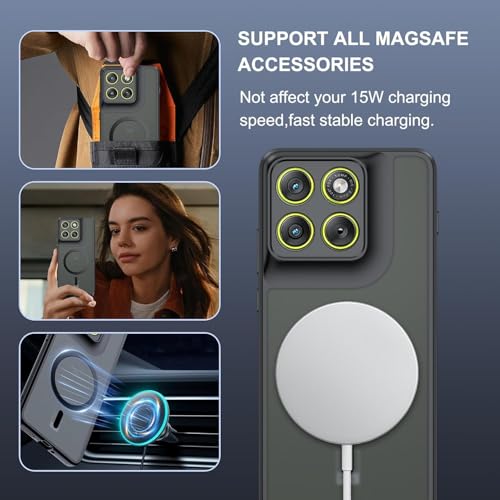Image of Magnetic Case for Moto Edge 70 /X70 Air Case [Compatible with Magsafe Accessory] Translucent Matte Back Shockproof Protective Phone Case, Matte Black
