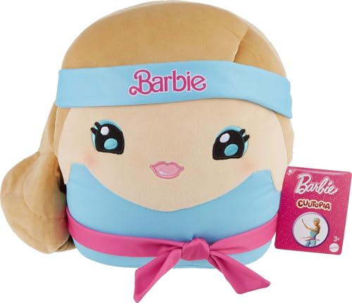 Barbie Cuuutopia Plush, 10-inch Soft Pillow Doll with Iconic ‘80s-Inspired Workout Look, Tactile Tie Belt & Long Ponytail, Collectible Toy