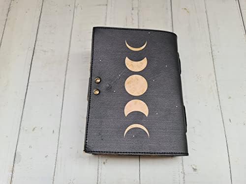 Sun Moon Leather Journal Handmade Vintage Paper Journal Book of Shadows Small Antique Handmade Leather Bound Journal with Old Fashioned Deckle Edge Paper