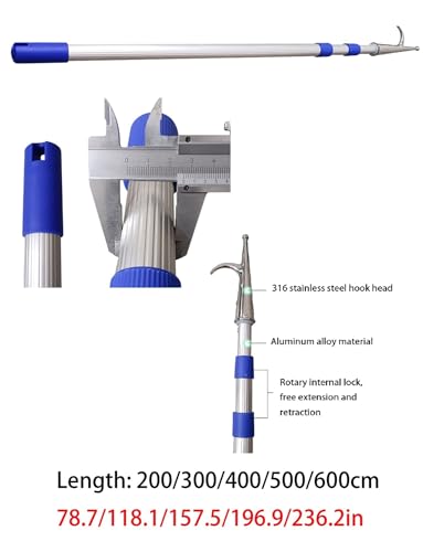 Gancio per Barche, Mezzo Marinaio telescopico Argento 0,93-6 m for ormeggio di Salvataggio