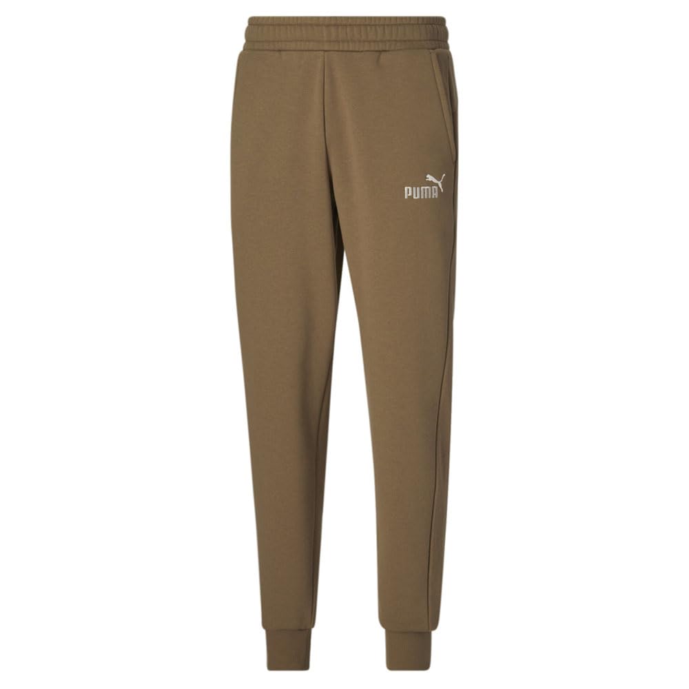 PUMA Men's Chocolate Chip/Alpine Snow ESS+ Embroidery Logo Pant - XL