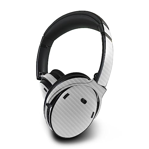 Image of MightySkins Carbon Fiber Skin Compatible with Bose QuietComfort 45 Headphones Solid White | Protective, Durable Textured Carbon Fiber Finish | Easy to Apply | Made in The USA