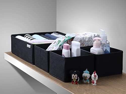 Qoolish Black Drawer Organiser Set of 6 Sturdy Draw Organizer to sort Your bedroom, Wardrobe and DrawerTidy Up Your Space with our Foldable Clothes Organiser for Shirts, Ties, Socks, Bras, Underwear