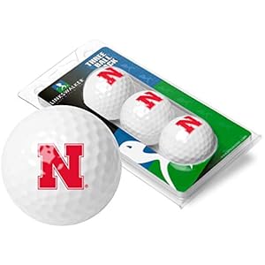LinksWalker Nebraska Cornhuskers 3 Golf Ball Gift Pack Regulation Size 2-Piece Golf Balls Team Logo