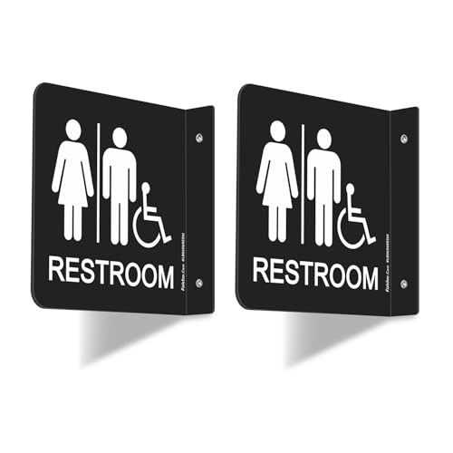Faittoo Restroom Sign, Bathroom Signs, (2 Pack) 6 x 6 Inches Acrylic Sign, for Office or Business Bathroom and Toilet Door or Wall Decor, Indoor Outdoor Use (Men and women with Handicap)