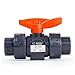 HYDROSEAL Kaplan 1/2" PVC True Union Ball Valve with Full Port, ASTM F1970, EPDM O-Rings and Reversible PTFE Seats, Rated at 200 PSI @73F, Gray, 1/2 inch Socket (1/2")
