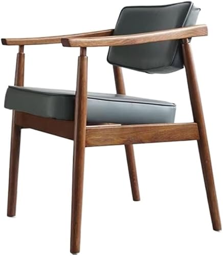 Sillas de comedor, Silla de comedor tapizada de madera maciza con reposabrazos para oficina en casa, Sillas para comedor (gris)