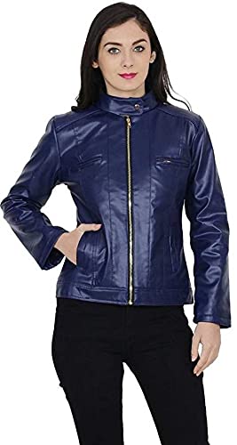 Mia Fashion Womens Full Sleeve Solid Faux Leather Winter Jacket