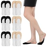 Quilax 6 Pairs No Show Socks, Toe Socks with Invisible Sling Back Women, Low Cut Half Toe Topper Sock with Non-Slip Straps for Heels(Black+Beige)
