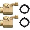 Hourleey 2 Pack Solid Brass Garden Hose Shut Off Valve with 2 Extra Rubber Washers, 3/4 Inch, Gate Valve, Hose Valve, Brass