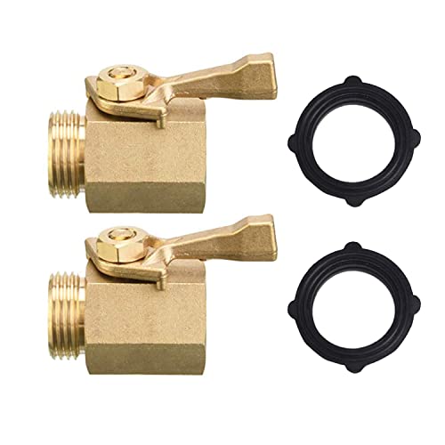 Hourleey Brass Garden Hose Shut Off Valve, 2 Pack With 2 Hose Washers Heavy Duty 3/4 Inch Solid Brass Garden Hose Shut Off Valve With 2 Extra Rubber Washers #TOP2