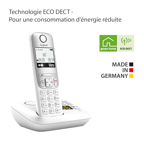 Gigaset A695A Trio - 3 téléphones DECT sans Fil avec répondeur - écran à Haut Contraste - Excellente qualité Audio - Fonction Mains Libres - Protection d'appels, Blanc [Version française]