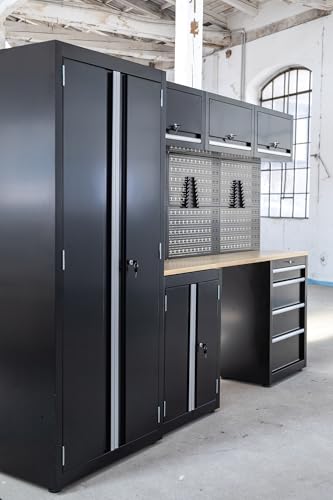 Ondis24 Kit complet XL - 260 cm - Cuisine pour homme prémontée - Direction d'atelier modulaire avec plan de travail en bois, armoires à outils, établi avec tiroirs (9 pièces) – vue 8