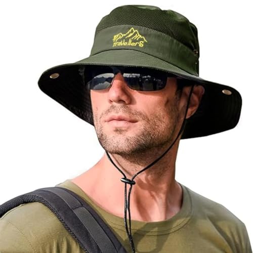 Image of Unisex Cotton Classic Camouflage Hat Summer Sun Protection Packable Beach Hat UPF 50+ Bucket Hat for Fishing Hiking Hunting Safari