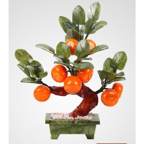 YTDJJWLS Adornos de bonsái de árbol de naranja de jade de 10 pulgadas con tradiciones chinas, decoración de plantas frutales