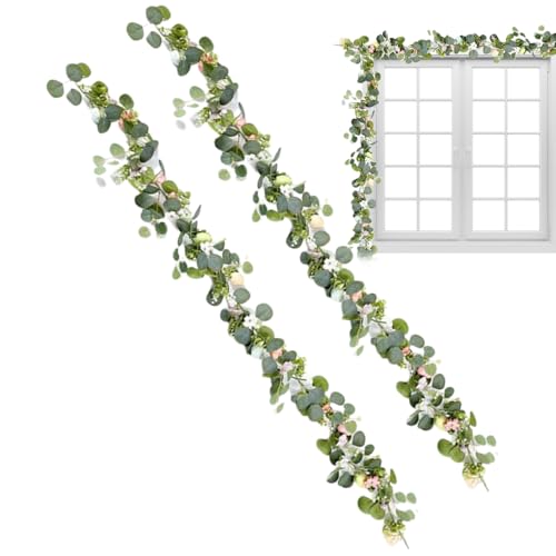 Ghirlanda Di Uova Di Pasqua,2 Pezzi Corona Artificiale Di Primavera A - Ghirlande Artificiali Pasquali - Per Corona Giardino Interno Festa Party Casa Stanza Dormitorio Vacanza Foto Finestra Portico