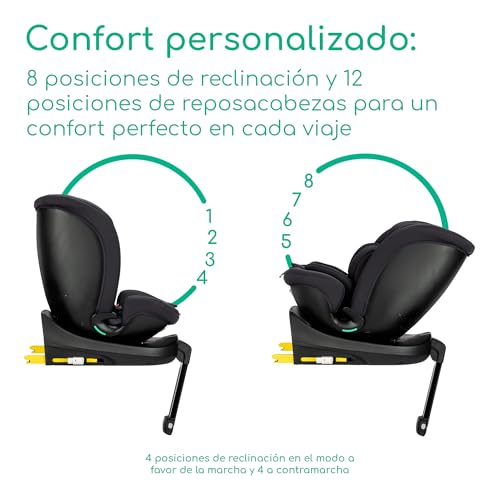 Bebeconfort RevolveFix Plus 360 i-Size, Cadeira de carro 360, 0-12 anos, 40-150 cm, cadeira de carro ISOFIX, suporte para perna, rotação de 360, 8 posições de relinação, 12 posições repos-cabeça, full