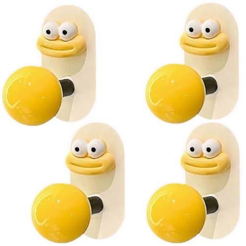 Image of Cartoon Face Self-Adhesive Wall Hook with Colorful Ball Shape Knob, No-Drill Hanging Hook (4)