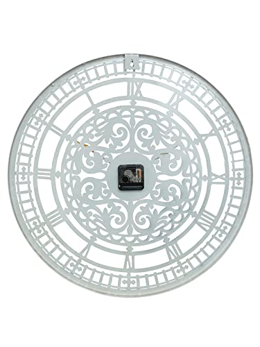 Image of CHRONIKLE Classic Round Analog Metal Roman Numbers Silent Wall Clock for Living Room Home Decor Office Gifts (Size: 54 x 1 x 54 CM | Weight: 1380 Gram | Color: White)