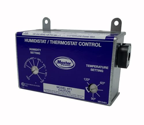 Master Flow GAF Adjustable Humidistat/Thermostat Combo - Works with GAF EGV/ERV Series Vents, Controls Moisture & Heat, Adjustable for All Climates, Reduces Attic Heat Buildup