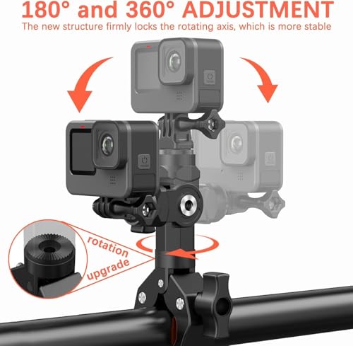 UNSTINCER Adjustable Bike Motorcycle Handlebar Mount for Gopro Hero 13 12 Insta360 X5 X4 DJI Akaso Action Camera, Super Clamp with 1/4'' Screw, for Sony Nikon Canon DSLR Monitor Microphone Video Light - Image 2