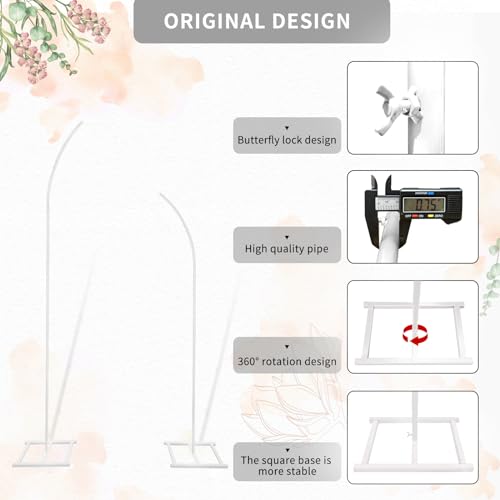ZpigToor Metal Wedding Arch Stand,Set of 2 Curved Top Arch Backdrop Stand Wedding Arches for Ceremony Birthday Anniversary Baby Shower Floral Stand Background Decoration (White,7.8FT & 6.7FT) by ZpigToor - Image 4