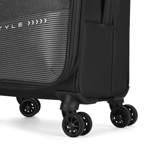 Image of Skybags Genesis Cabin Soft Luggage (55 Cm) | Soft Luggage Trolley with 8 Wheels and 3 Digit Combination Lock | Black | Unisex