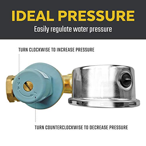 Valterra RV Water Regulator, Lead-Free Brass Adjustable Water Regulator with Pressure Gauge for Camper, Trailer, RV Plumbing System - Thumbnail 5